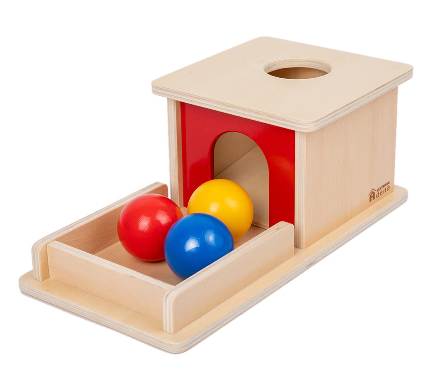 Adena Montessori Full Size Object Permanence Box with Tray Three Balls