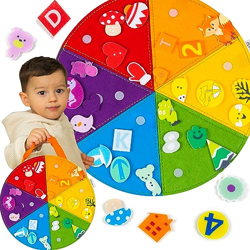 Busy Board for 3+ Year Old Toddlers - Montessori Sensory Board Teaches Colors Sorting & Grouping Through Self-Directed Activities That Develop Hand-Eye Coordination -Toddler Board Game for 5+ Year Old