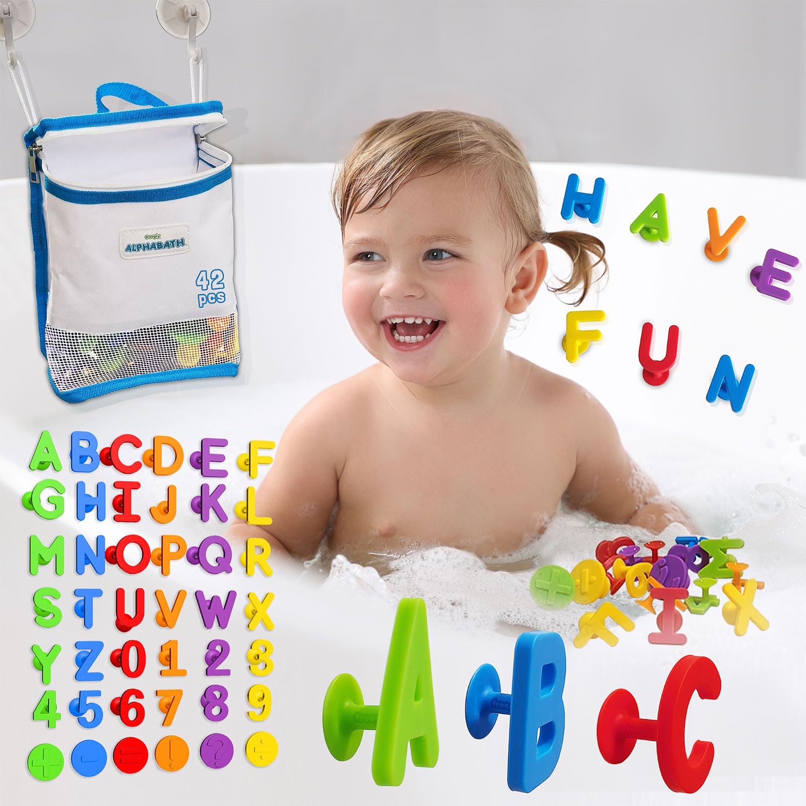 ALPHABATH 42pc Alphabet Letters Numbers Suction Bath Toys