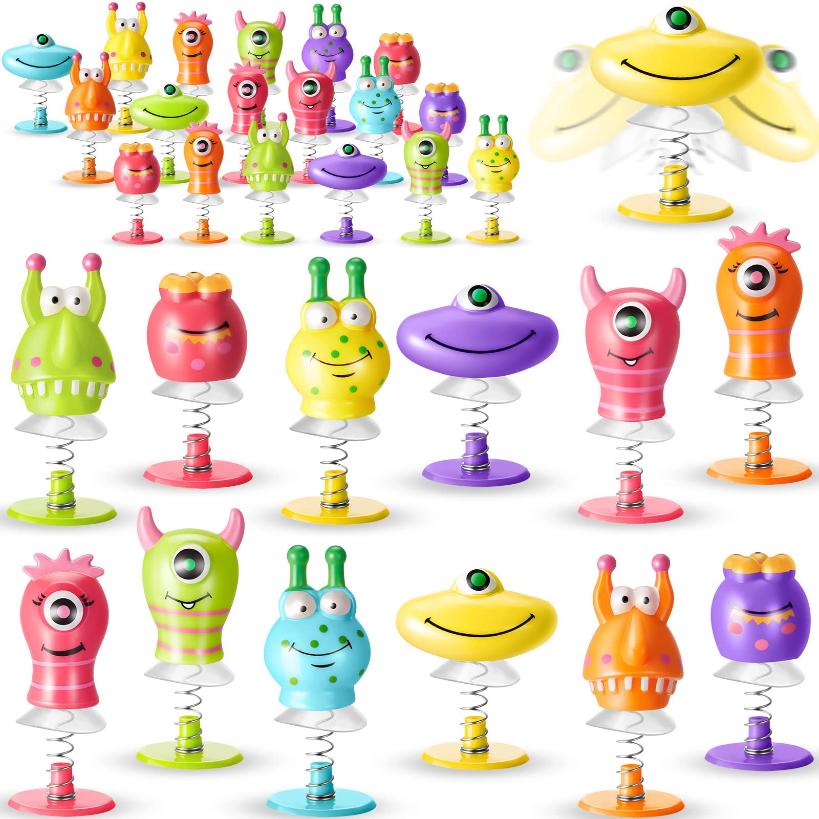 DEEKIN Big Eye Animal Toys Spring Launchers Toys Jumping Toys Bouncy Party Favors for Boys and Girls Classroom Prizes Return Gifts Goodie Bag Fillers, 6 Styles (60 Pieces)