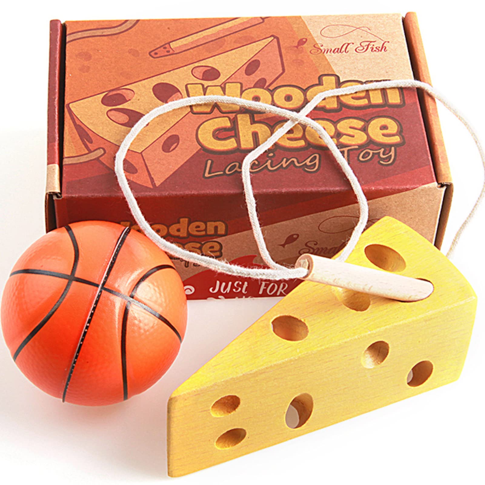 SMALL FISH Wooden Lacing Cheese Toy
