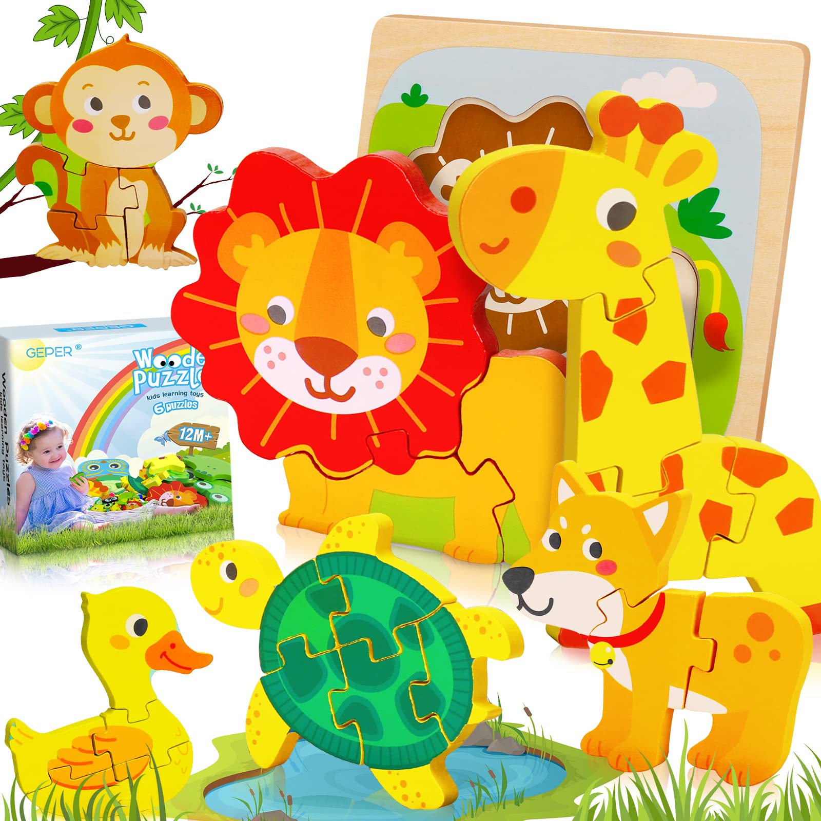 GEPER Wooden Puzzles for Toddlers