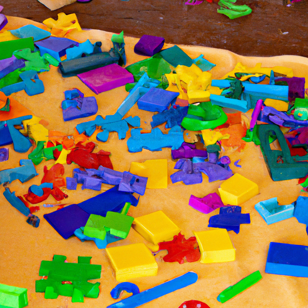 An image capturing the chaos of scattered toys, unfinished puzzles, and abandoned art supplies, representing the impact of ADHD on a child's development
