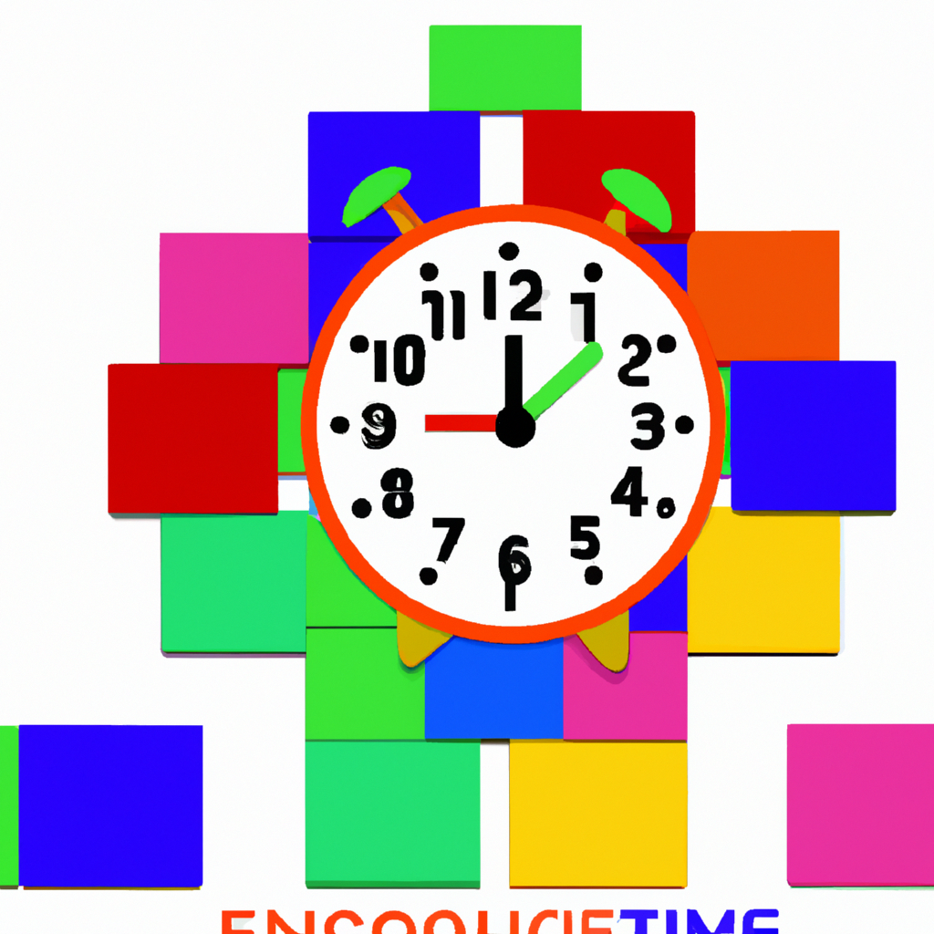 An image featuring a clock surrounded by colorful building blocks, symbolizing the time and effort required to earn a Child Development Certificate