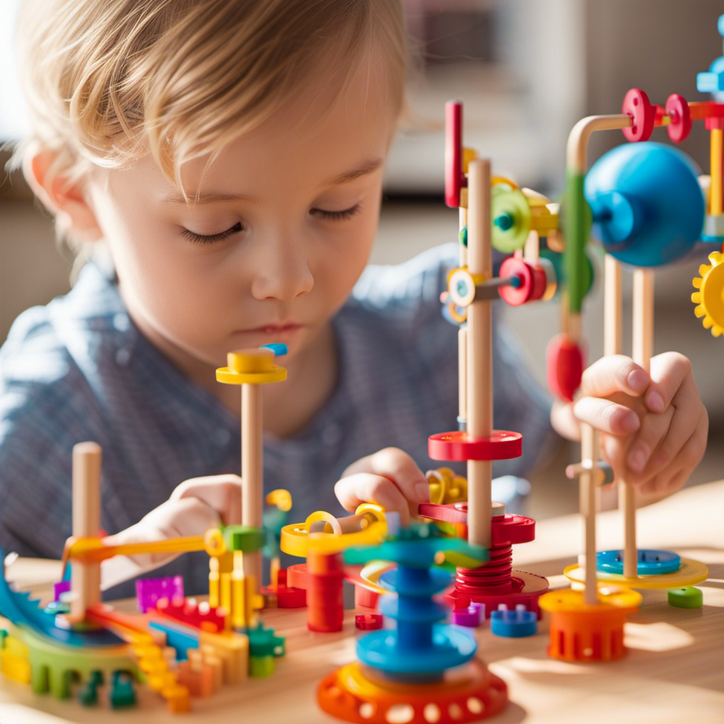 An image showcasing a vibrant, interactive toy set, revealing the intricate mechanisms within