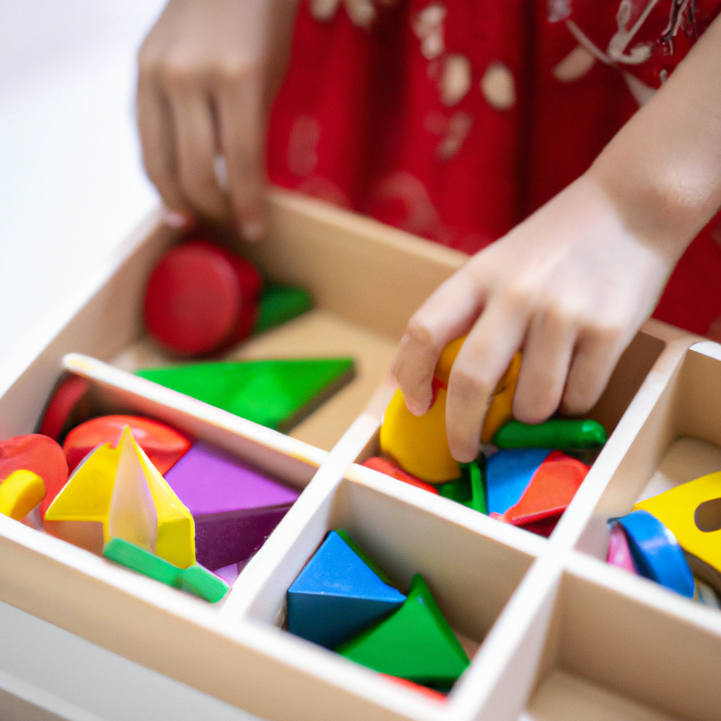 An image capturing a playful scene of a curious child engrossed in Montessori toys