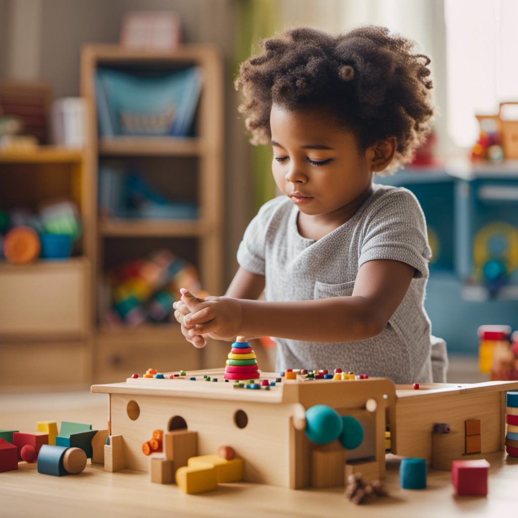 An image capturing a Montessori-inspired scene where children freely explore and engage with various toys, showcasing their autonomy and independence