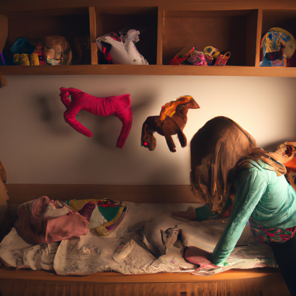 An image that showcases a whimsical playroom filled with Waldorf toys, bathed in soft natural light