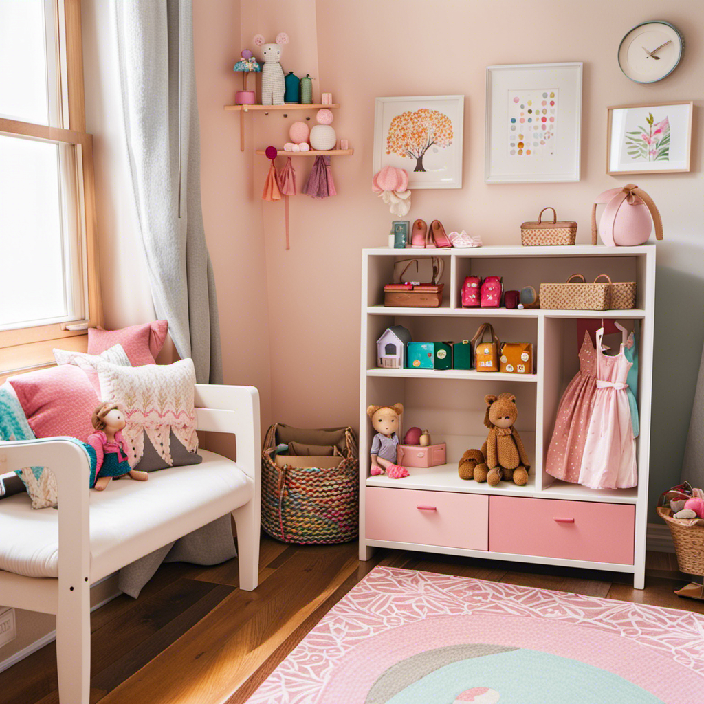 An image showcasing a two-year-old fashionista's dreamy Montessori playroom