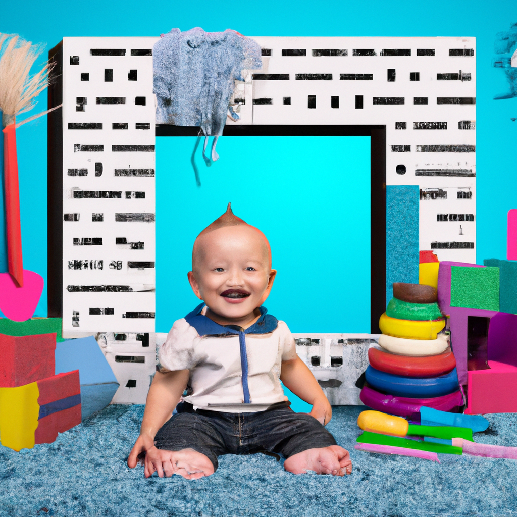 An image of an adorable toddler happily exploring a colorful toy-filled room, surrounded by age-appropriate learning materials such as books, building blocks, and educational toys, showcasing the multifaceted aspects of child development