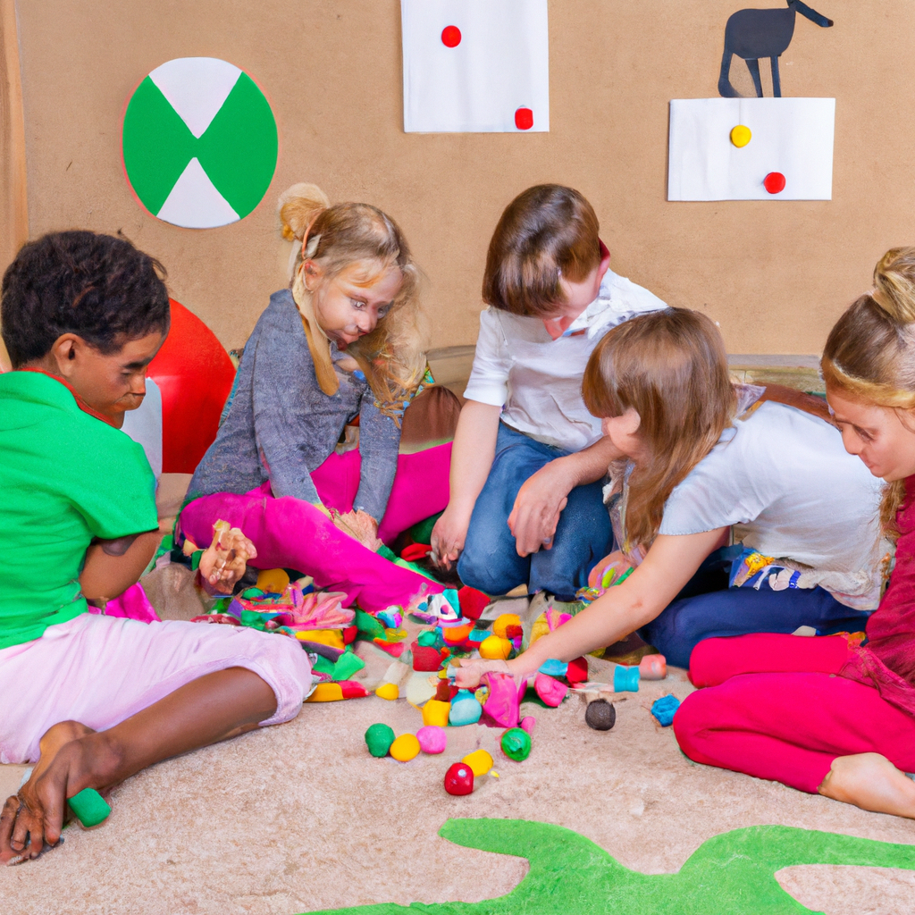 An image showcasing a diverse group of children engaged in various interactive activities, such as sharing toys, collaborating on a puzzle, and engaging in imaginative play, representing the concept of DAP (Developmentally Appropriate Practice) in child development