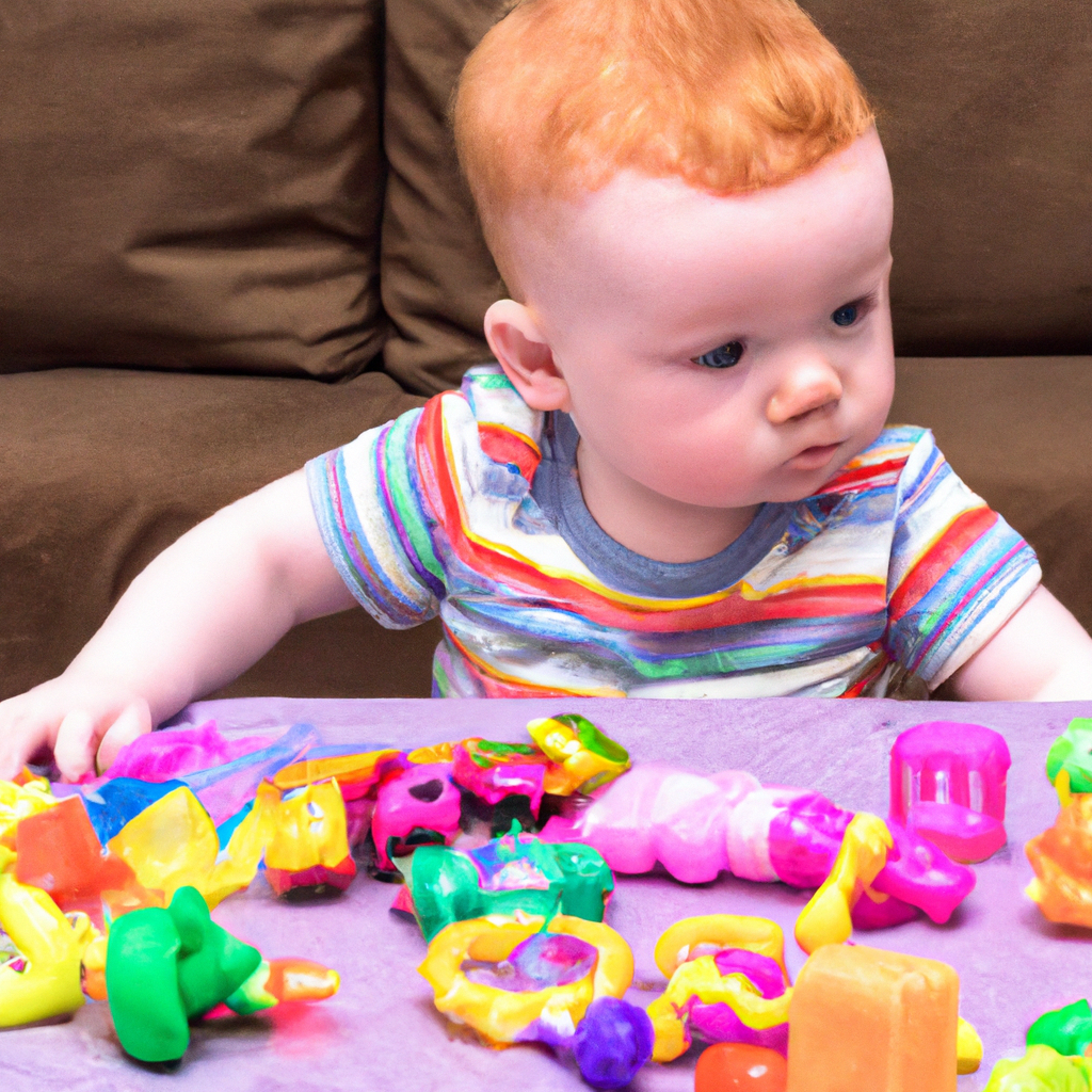 An image showcasing a young child playing with multiple toys, but fixated on only one