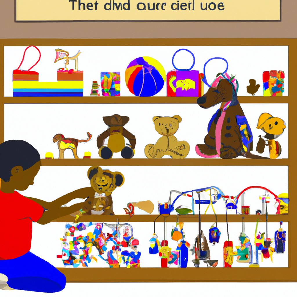 An image showcasing a child diligently organizing their toys on a shelf, carefully arranging each item by size, color, and category, illustrating the intricate and organized nature of executive function in child development