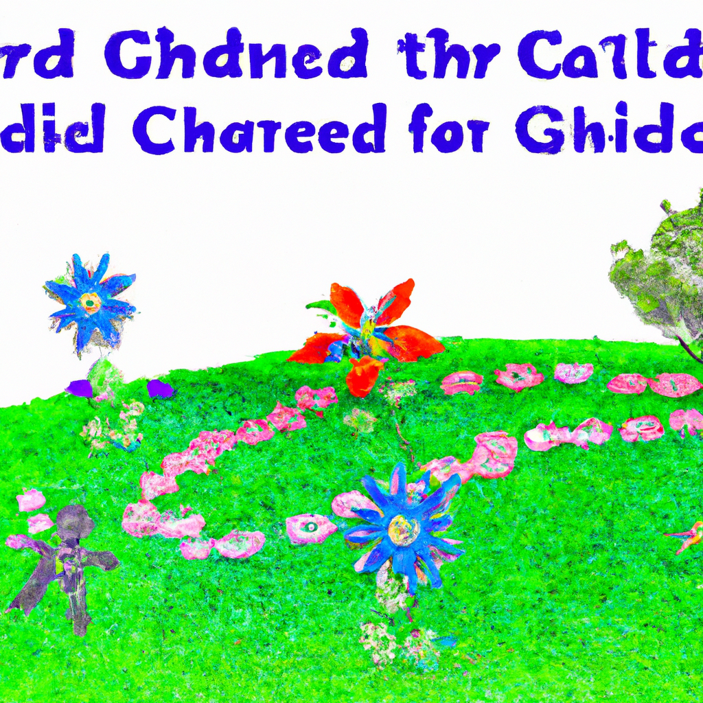 An image capturing a child's mind as a vast garden, blooming with colorful flowers representing new words