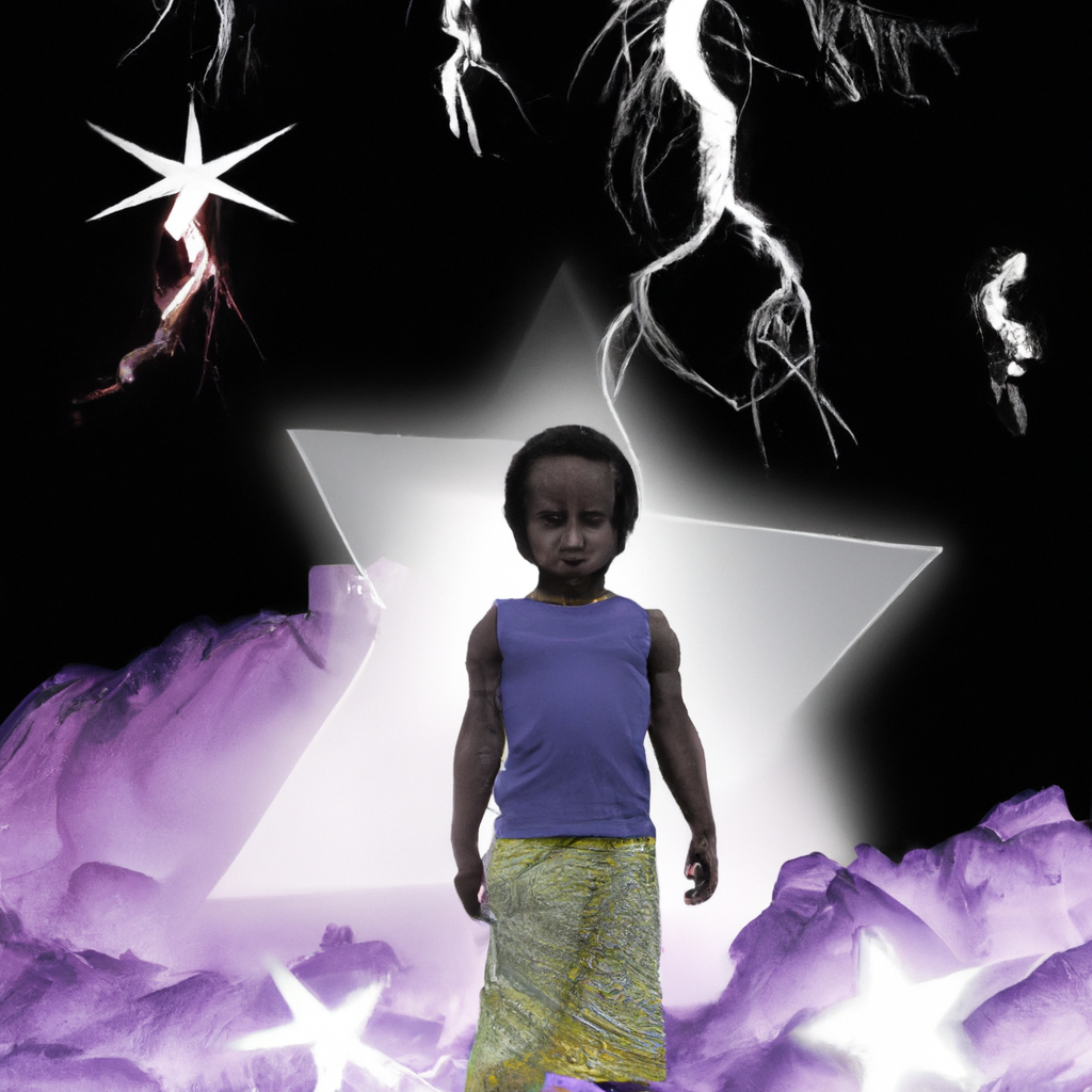 An image depicting a child standing confidently amidst a storm, their vibrant and unwavering spirit shining through the dark clouds