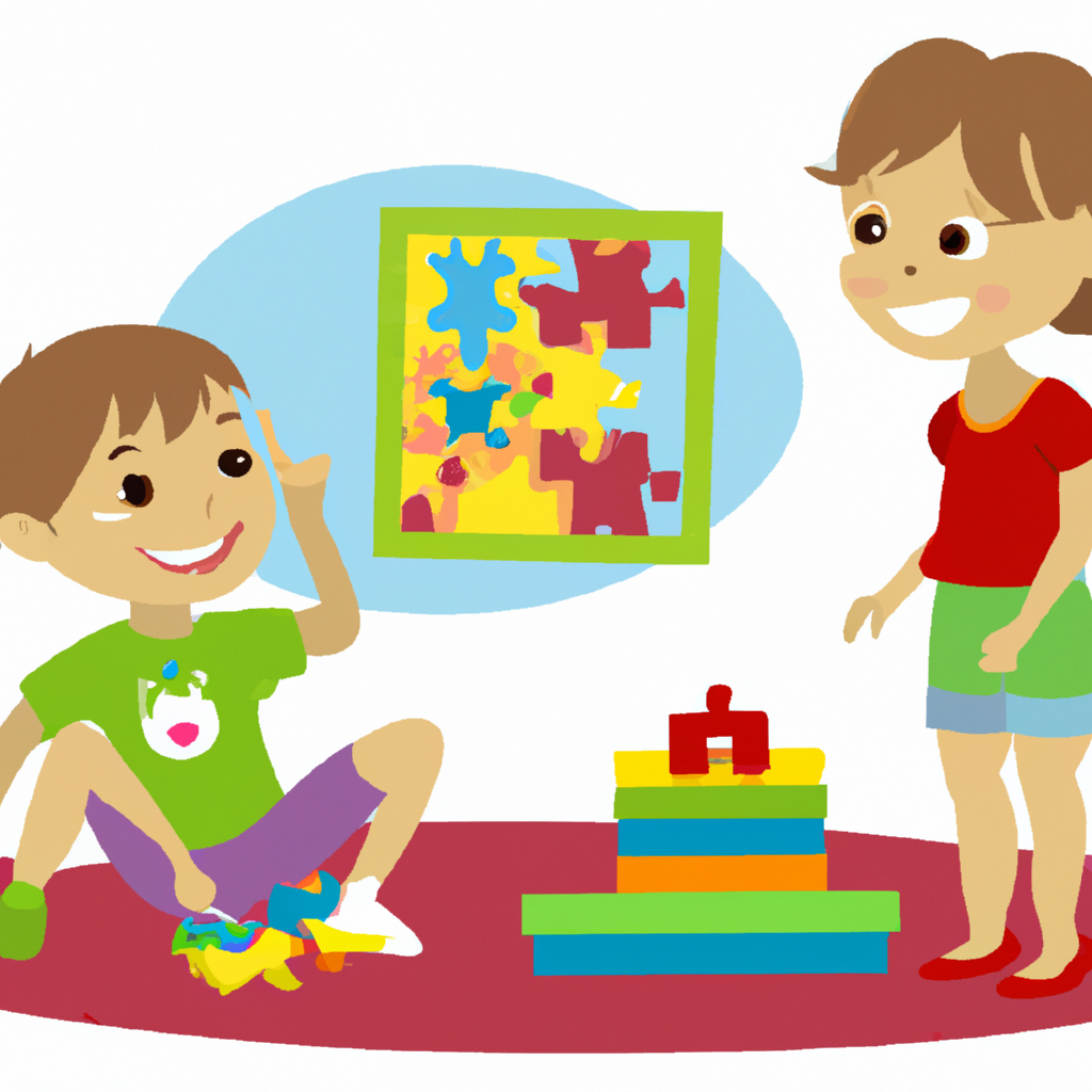 An image showing a child playing with a puzzle, while another child observes and imitates their actions