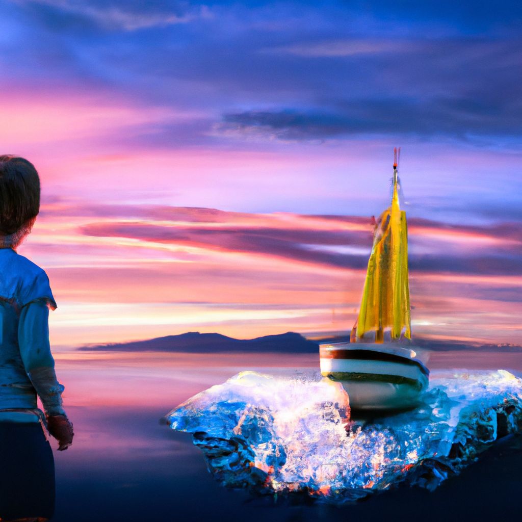 An image showcasing a child using a toy boat to represent a real-life sailing adventure
