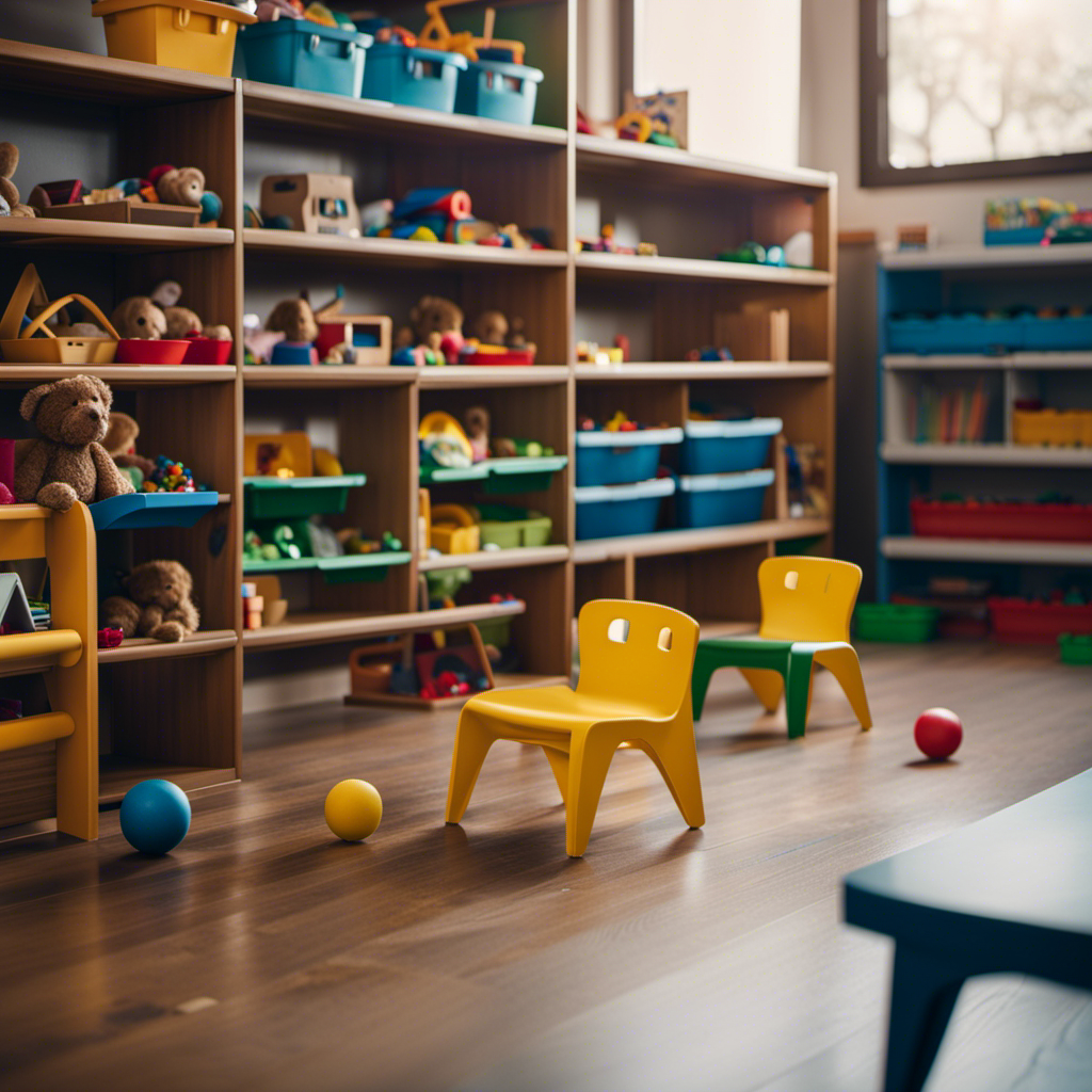 An image showcasing a desolate preschool classroom devoid of toys