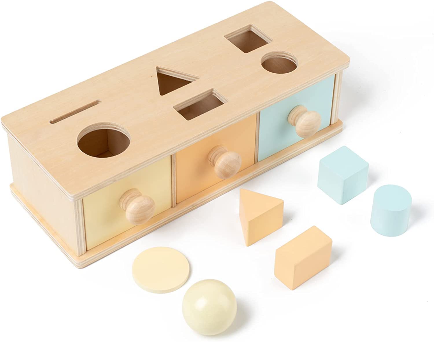 Yaani Montessori 2 in 1 Shape Sorter and Object Permanence Box