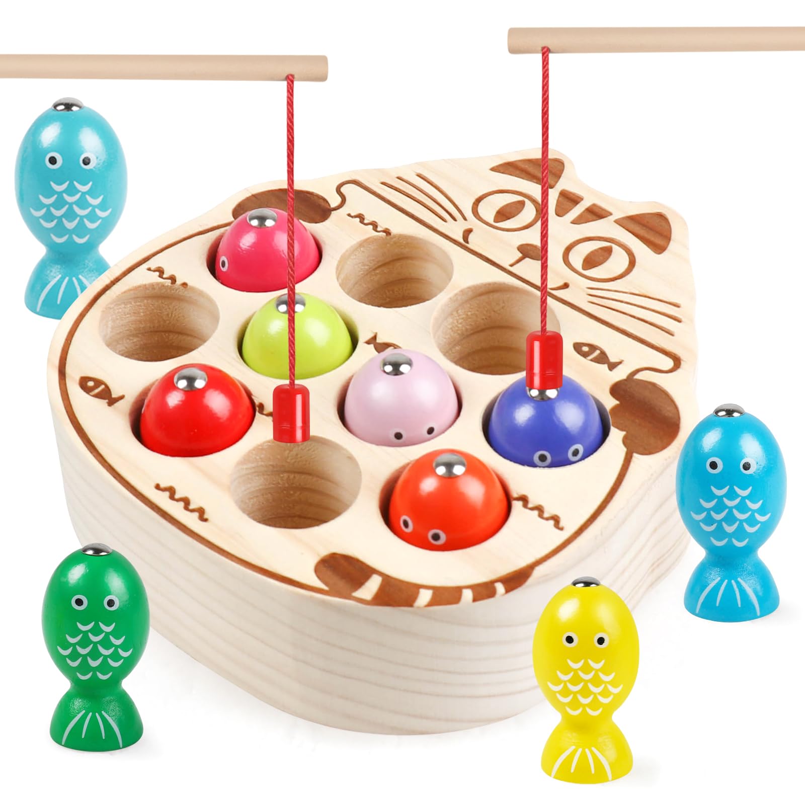 Wooden Magnetic Fishing Game for Toddler