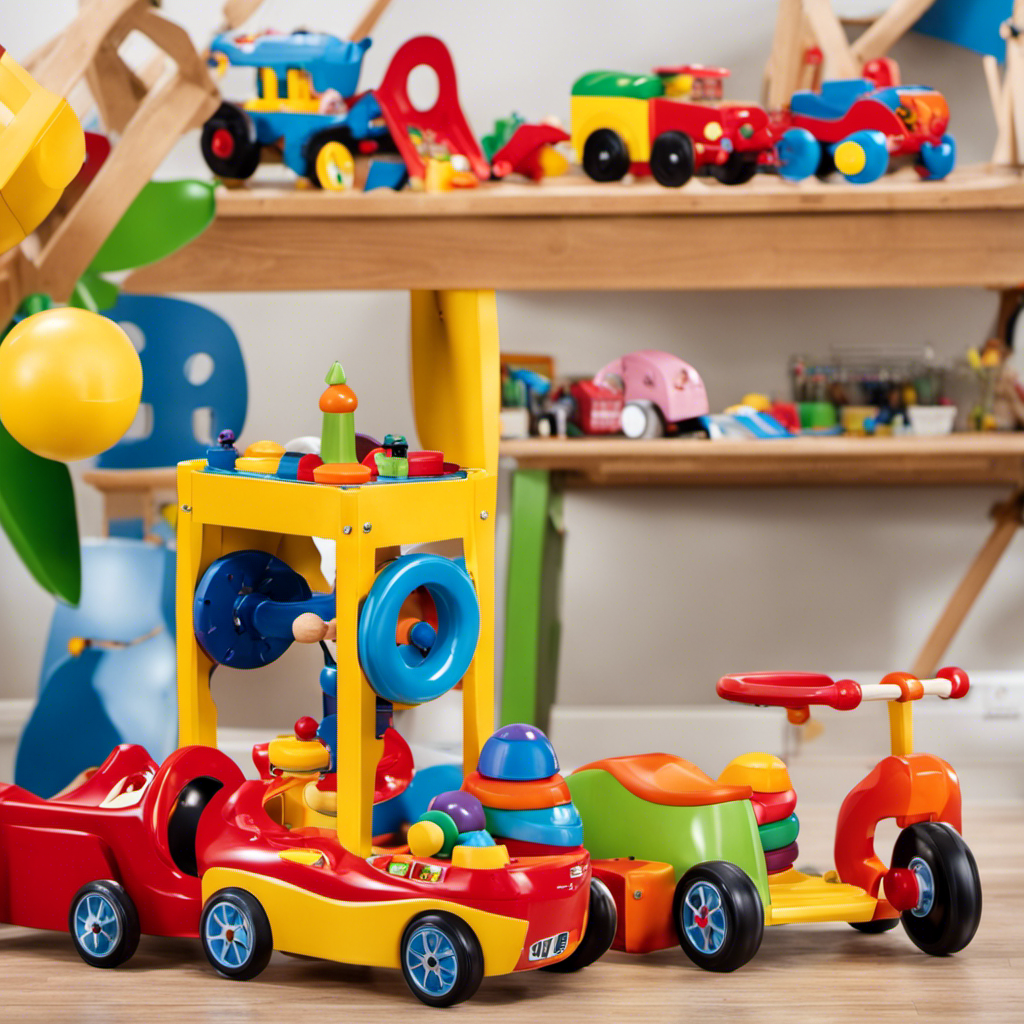 An image showcasing various ride-on toys tailored to specific developmental goals