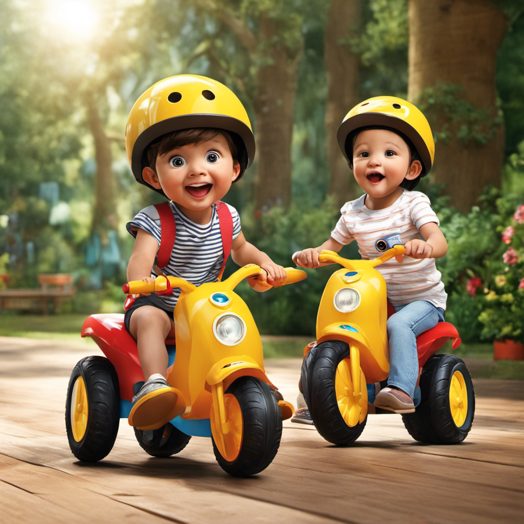 An image capturing the joy of children riding interactive toys, their faces beaming with excitement as they effortlessly engage in conversation, fluently expressing their thoughts and ideas through animated gestures and animated facial expressions