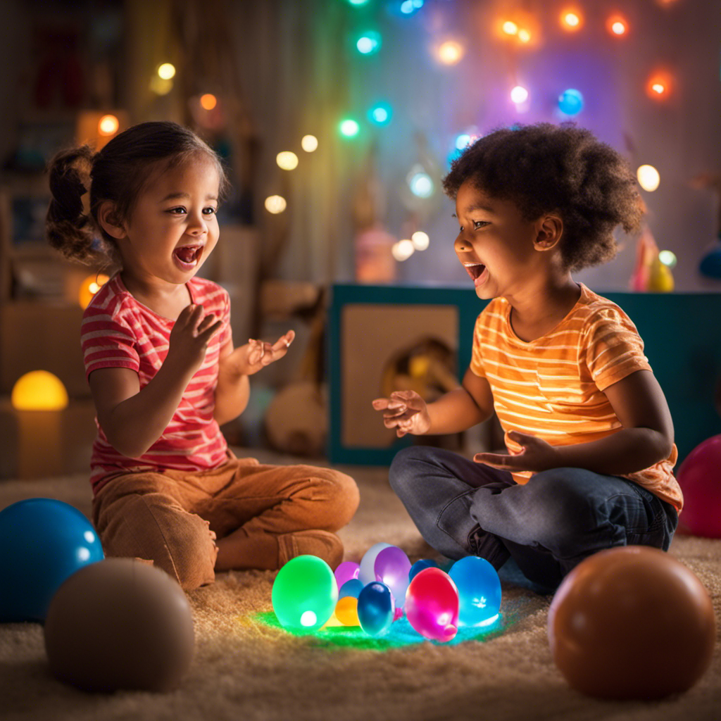 An image of two children immersed in imaginative play, their faces lit up with animated expressions, as they engage in verbal and nonverbal communication, using gestures and expressive body language to convey their thoughts and ideas