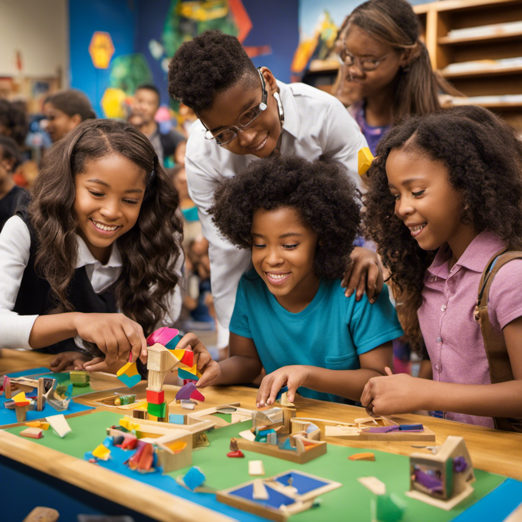 An image showcasing a group of diverse students engaged in a hands-on, interactive learning adventure