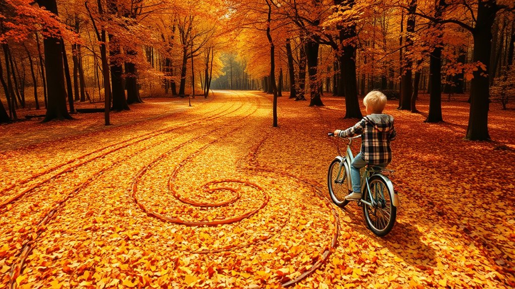 autumn leaf maze art