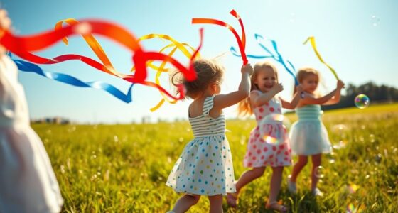 colorful bubble and ribbon displays