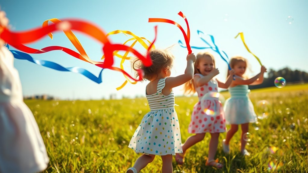 colorful bubble and ribbon displays