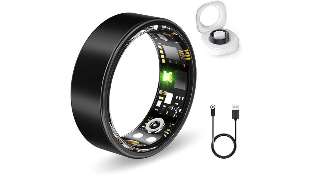 smart black heart rate ring