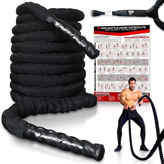 Heavy Duty 50ft Battle Rope with Grip and Sleeve