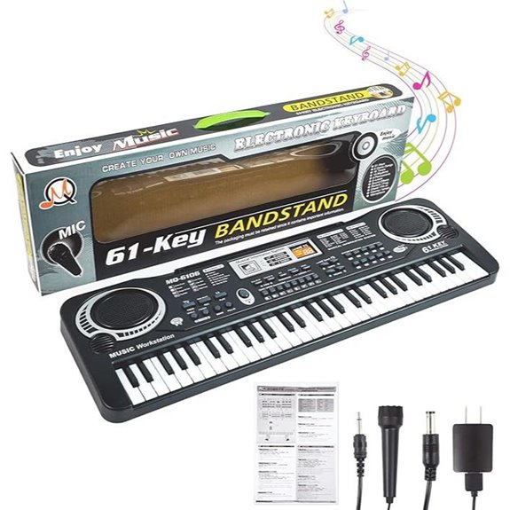 61-Key Digital Piano with Microphone and Multiple Tones