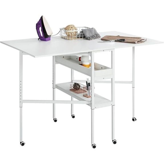 MELLCOM Adjustable Craft Table with Storage Shelves