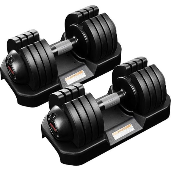 Adjustable Rubber-Coated Dumbbell Set with Locking Mechanism