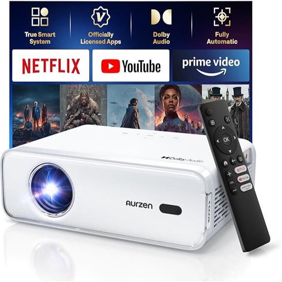 Aurzen D1 Smart Projector with WiFi Bluetooth 1080P