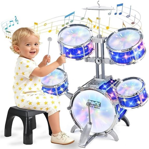 Kids Drum Set with Lights for Beginners