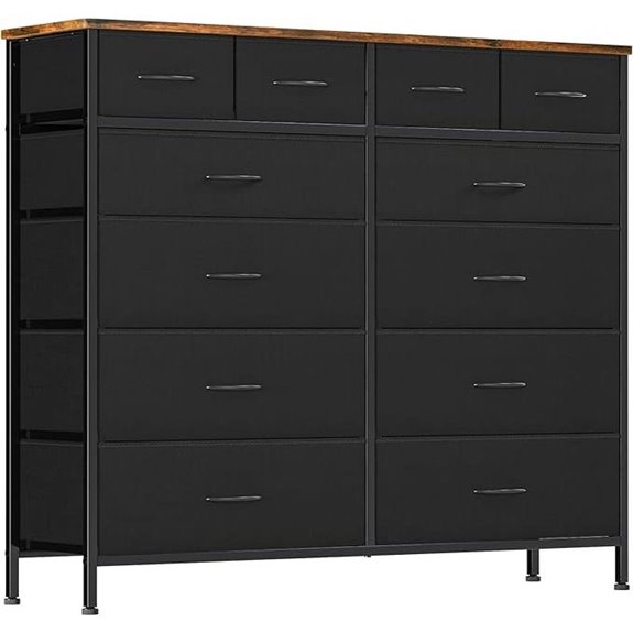 Large Black Dresser with 12 Deep Drawers