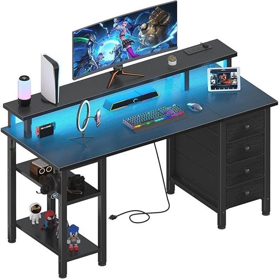 black led gaming desk