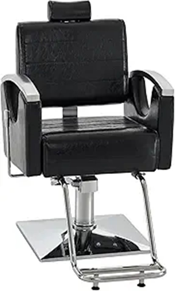 BarberPub Salon Reclining Barber Chair (Black)