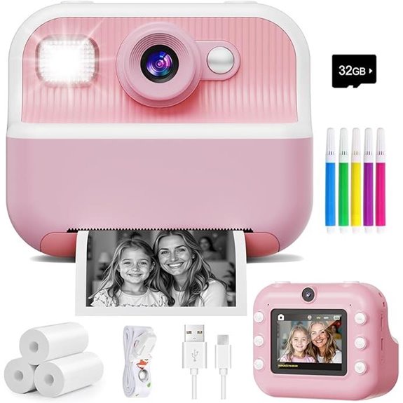 Kids Instant Camera with Dual Selfie & 1080P Video
