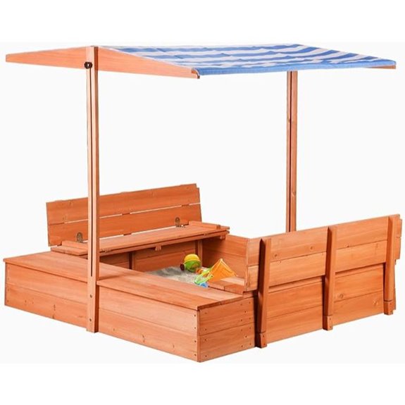 Kids' Wooden Sandbox with Toy Storage and Cover