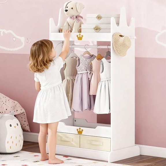 Kids Dress Up Storage with Mirror and Shelves