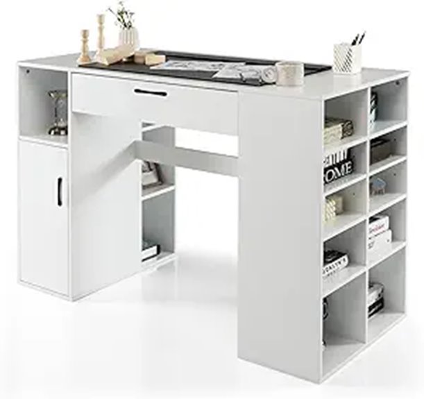 Giantex Craft Table with Storage and Shelves