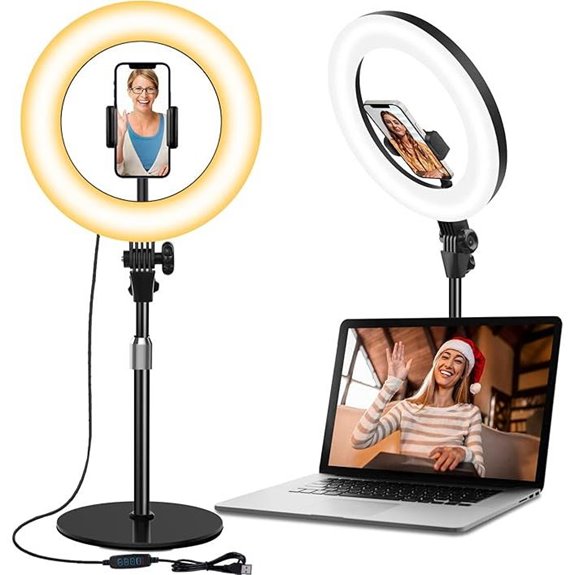 Desk Ring Light with Phone Holder for Video Calls