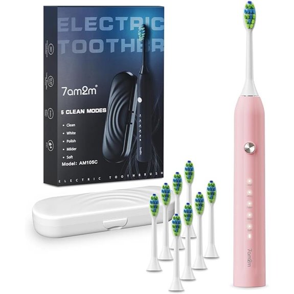 7AM2M Sonic Electric Toothbrush with 8 Heads & Travel Case