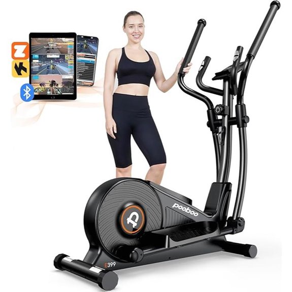 Pooboo Elliptical Machine with Resistance & LCD Monitor