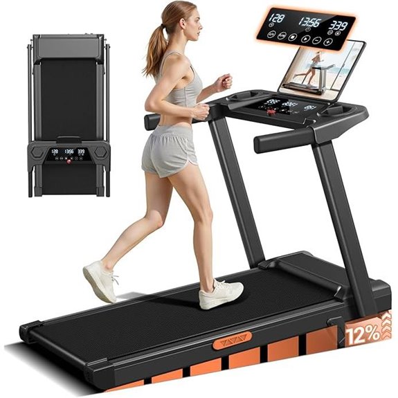 12% Incline Foldable Treadmill with Handles