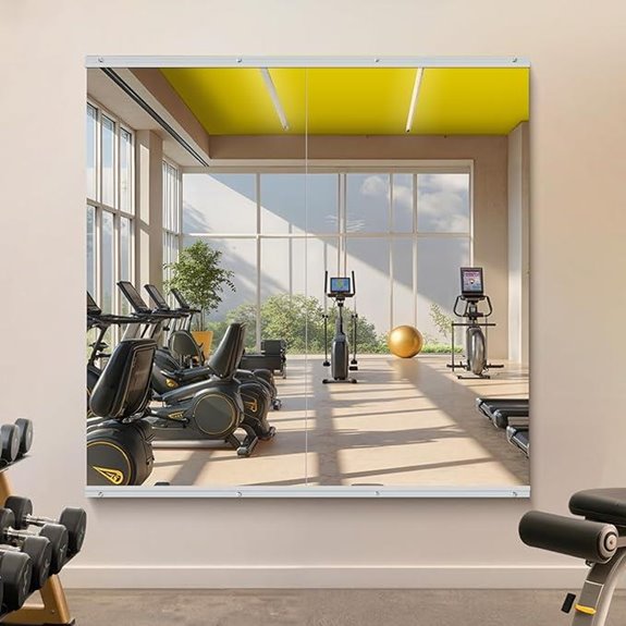 Home Gym Mirror Set 48x24 Inches Frameless Silver